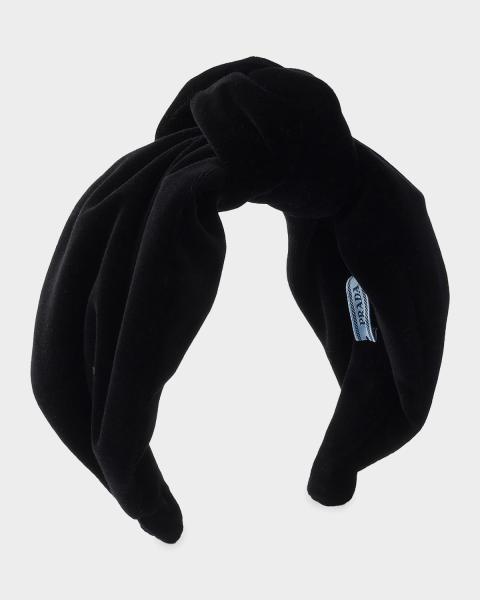 PRADA 25aw ウール×Re-Nylonトライアングルロゴネックウォーマー Prada Triangle Logo Padded Re-Nylon Headband | Neiman Marcus