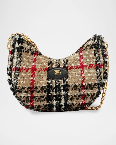Burberry Note Medium Leather and Check Crossbody Bag | Neiman Marcus
