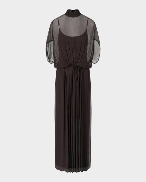 staud claretta backless pleated rib-knit dress Maxi patterned suit