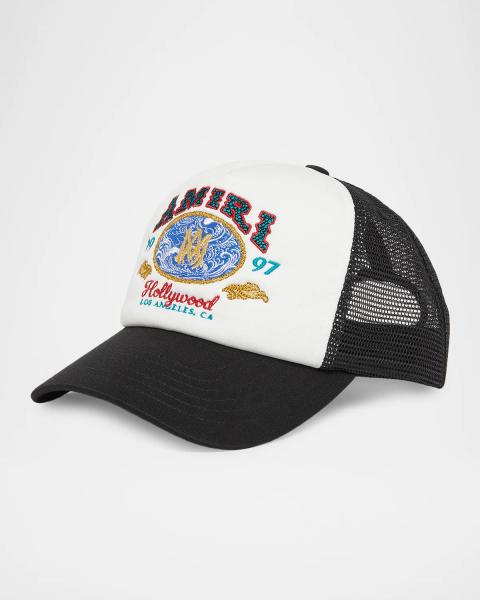 Amiri Men's Bones Stacked Trucker Hat | Neiman Marcus