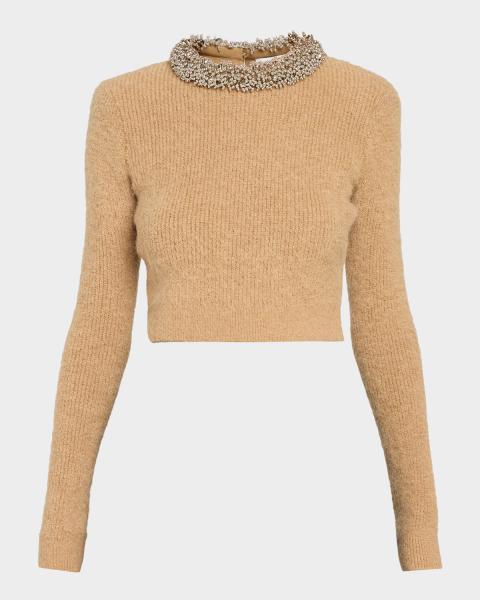 希少Lサイズ 00s PRADA silk 100% knit ニット セーター Prada Logo-Intarsia Rib Cropped Silk Sweater | Neiman Marcus