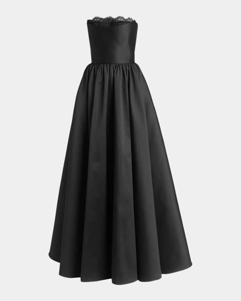 STAUD Wayfaring Strapless Draped Satin Gown