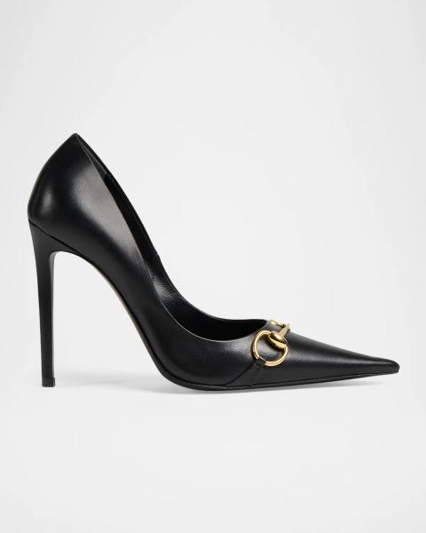 Gucci 85mm Zhora Horsebit Leather Pumps | Neiman Marcus