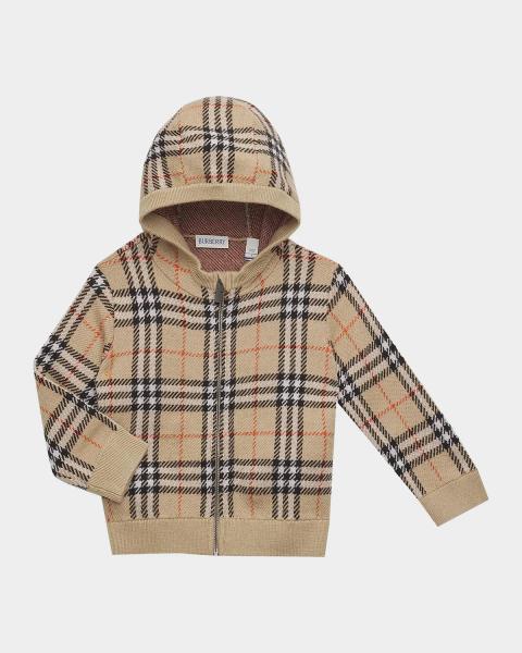 Burberry Boy's Conory Zip-Front Wool Sweater, Size 4-14 | Neiman