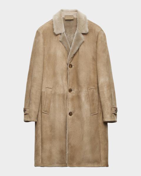 Homme Plissé Issey Miyake Men's Wool Like Light Pleated Long Coat