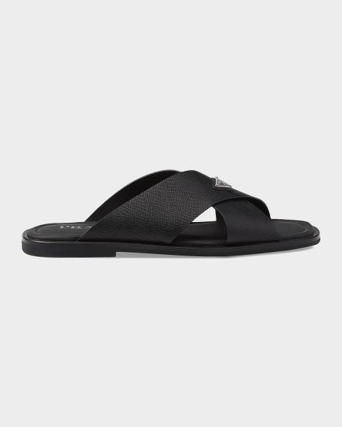Prada Leather Crisscross Sandals | Neiman Marcus