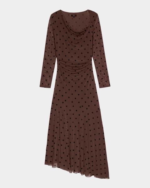Self-Portrait Polka Dot Linen Midi Dress | Neiman Marcus