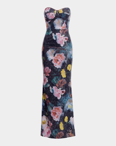 ALICE + OLIVIA Karolina Embroidered Halter Maxi Dress