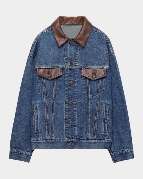 Prada Men's Denim Zip Shirt Jacket | Neiman Marcus
