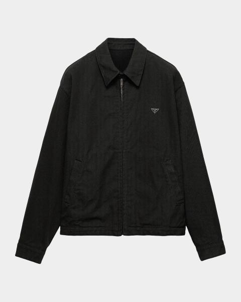 【みー】PRADA ブラック ベルベットデニムジャケット 40 Prada Men's Velvet Denim Blouson Jacket | Neiman Marcus