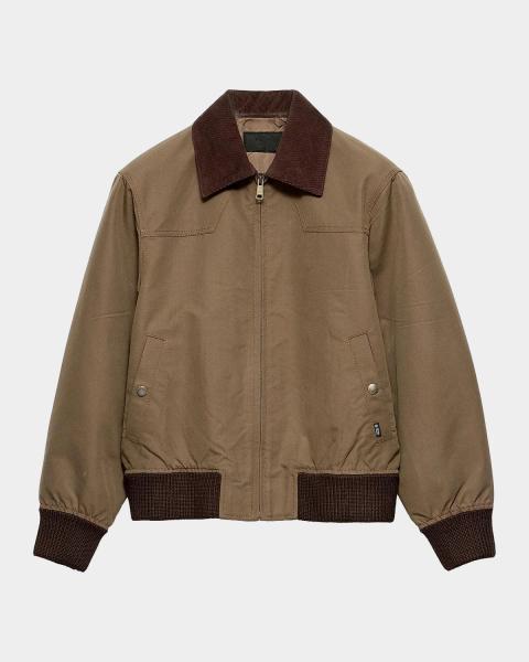 Prada Men's Denim Jacket with Leather Collar | Neiman Marcus
