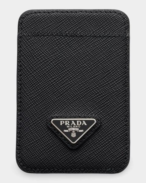 PRADA 名刺入れ　小銭入れ　ケース Prada Floral-Print Saffiano Leather Card Holder | Neiman Marcus