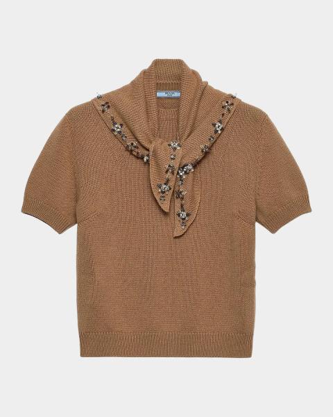 Prada Plunging V-Neck Cashmere Sweater | Neiman Marcus