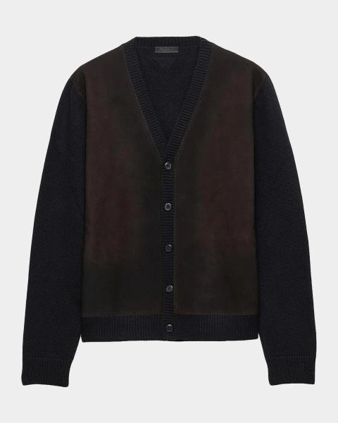 Prada Men's Superfine Wool Half-Zip Cardigan Jacket | Neiman Marcus
