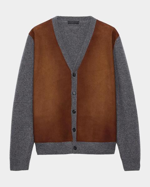 Prada Men's Cashmere Zip Cardigan | Neiman Marcus