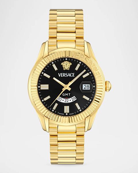 Versace Men's 43mm IP Yellow Gold Chronograph Bracelet Watch