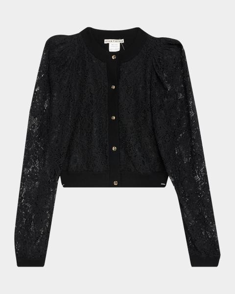 Prada Short-Sleeve Cropped Contrast-Trim Cardigan | Neiman Marcus
