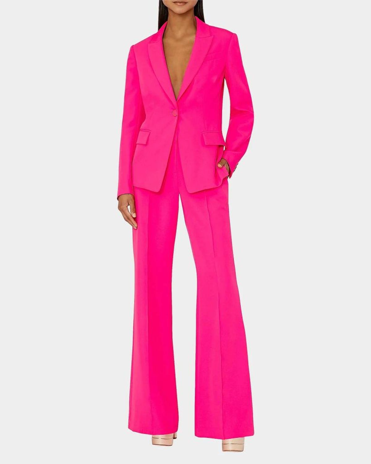 Milly Avery Single-button Cady Blazer In Pink
