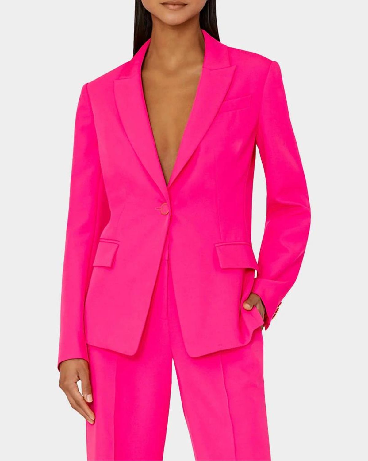 Milly Avery Single-button Cady Blazer In Pink