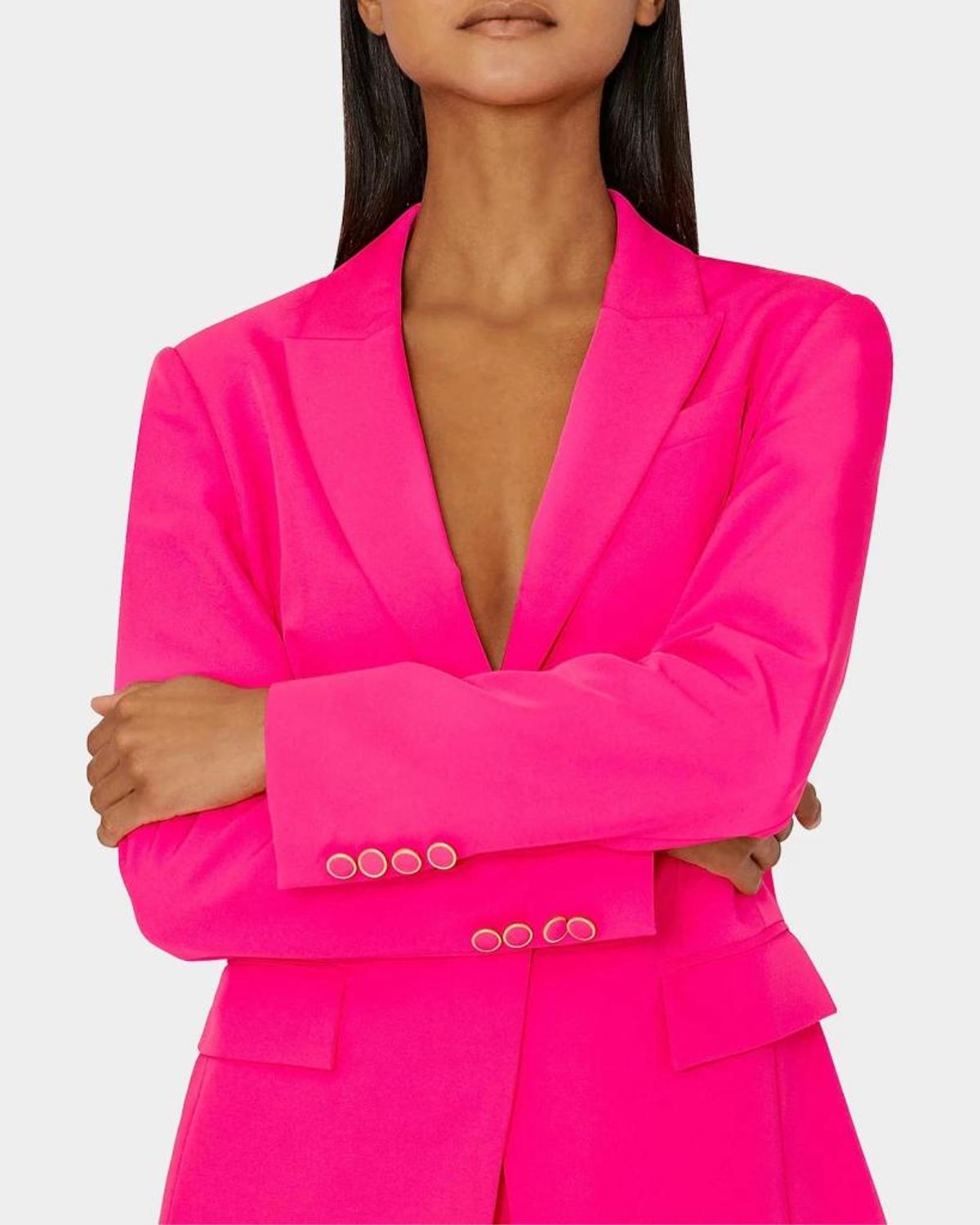 Milly Avery Single-button Cady Blazer In Pink