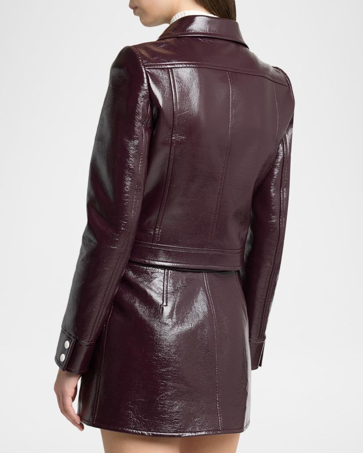 Courrèges Vinyl Blazer With Collared Neck And Long Sleeves In Brown