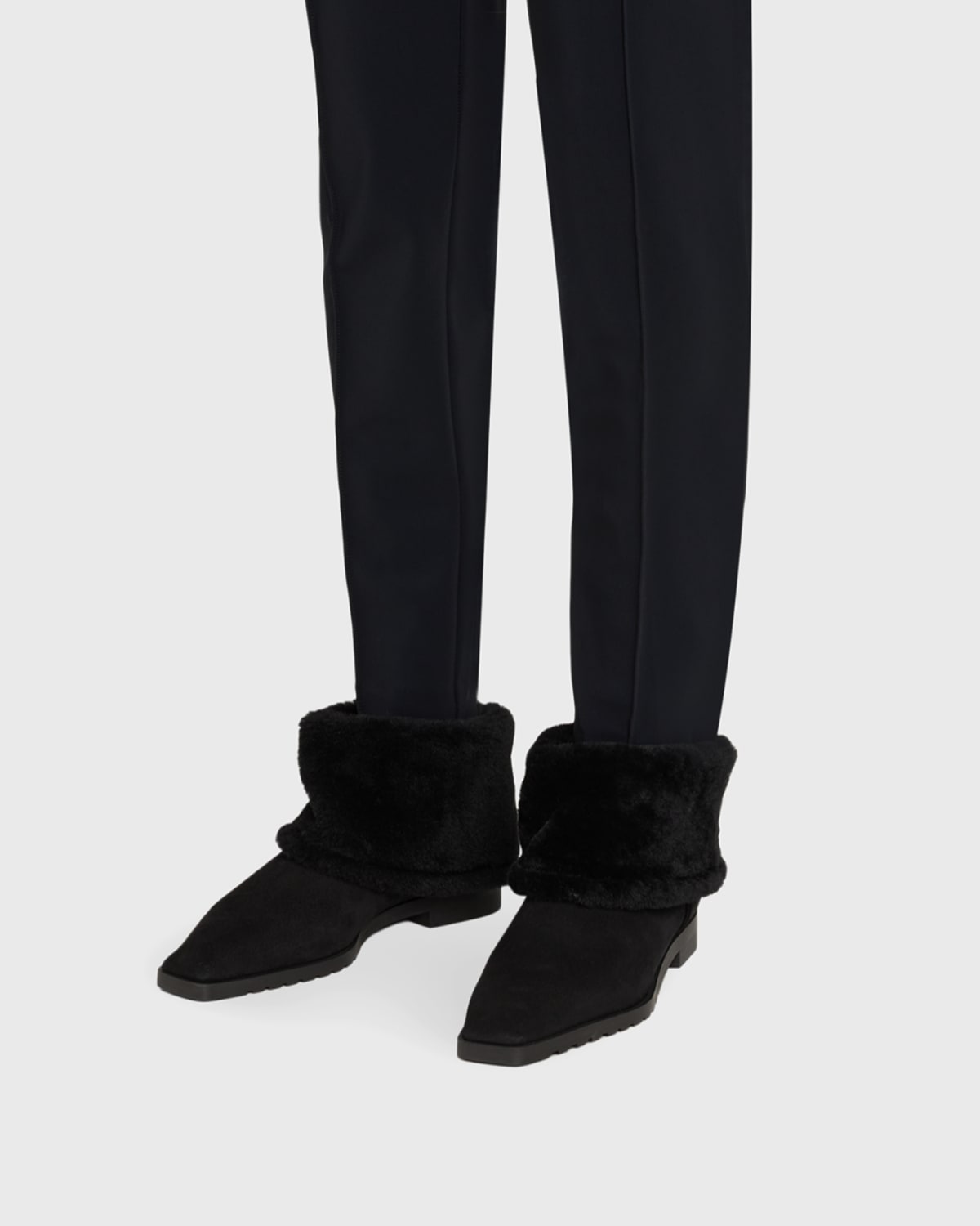 Totême Fold Down Shearling Suede Ankle Boots In Multi