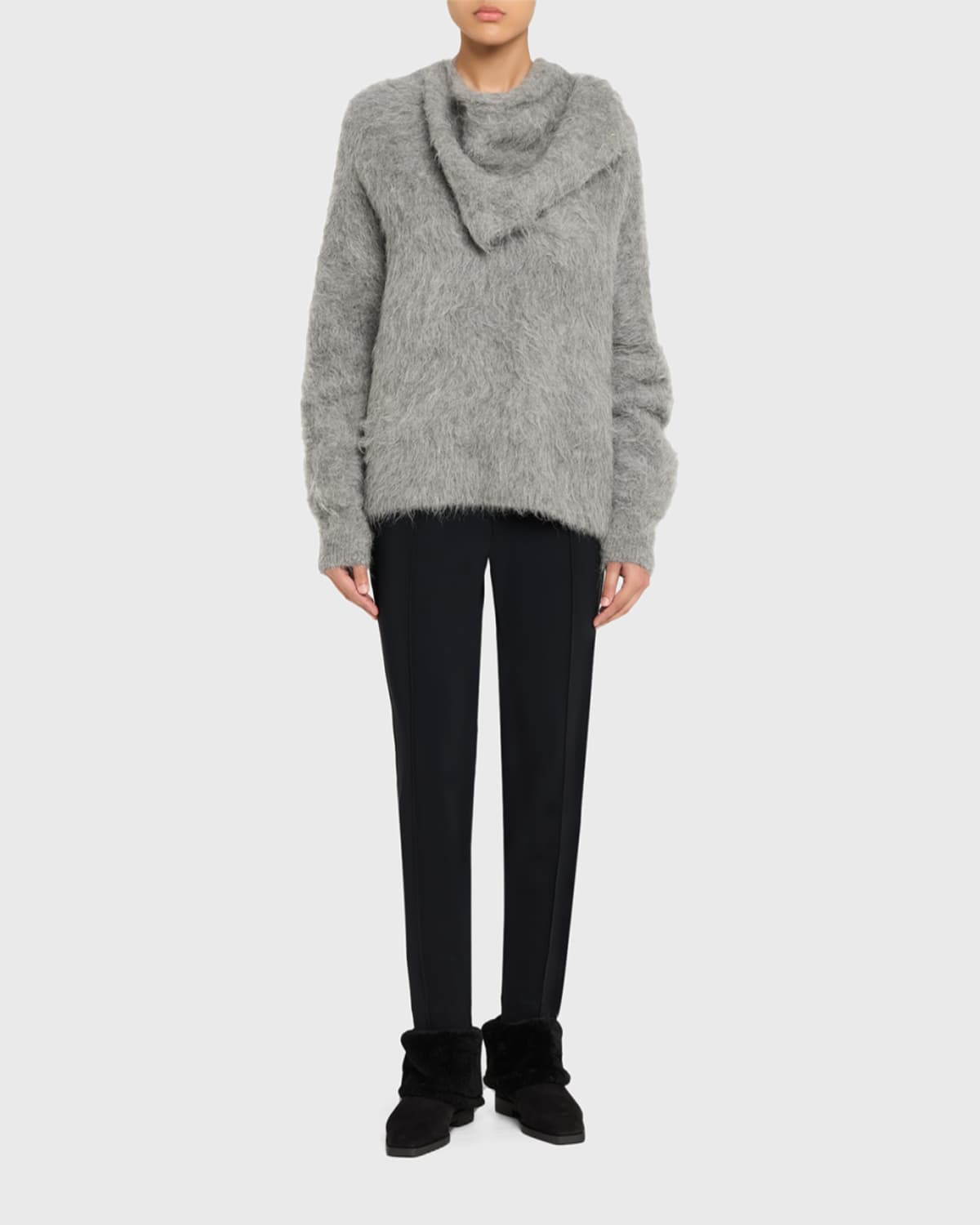 Totême Fold Down Shearling Suede Ankle Boots In Multi