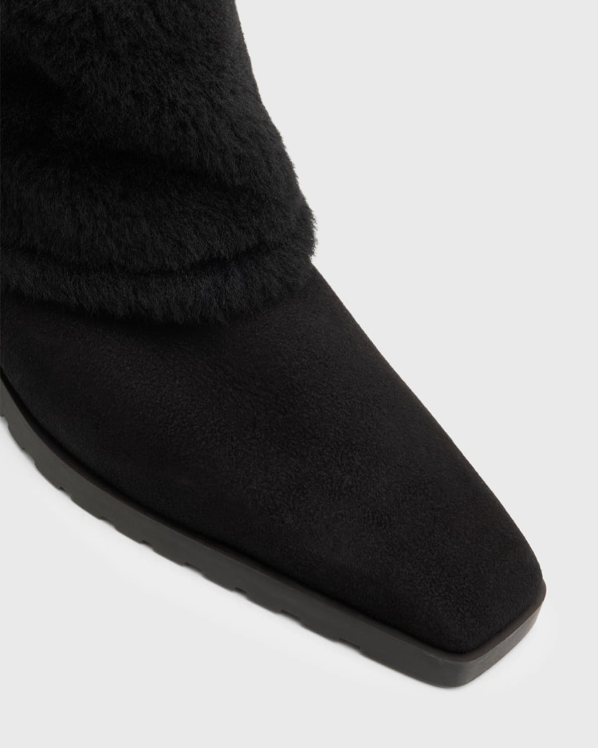 Totême Fold Down Shearling Suede Ankle Boots In Multi