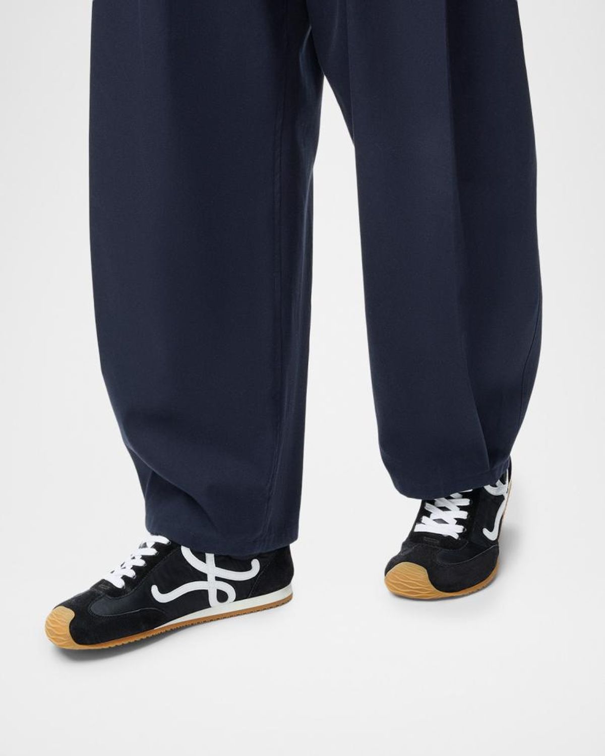 Loewe Ballet Runner 2.0 Mixed Leather Sneakers In Black