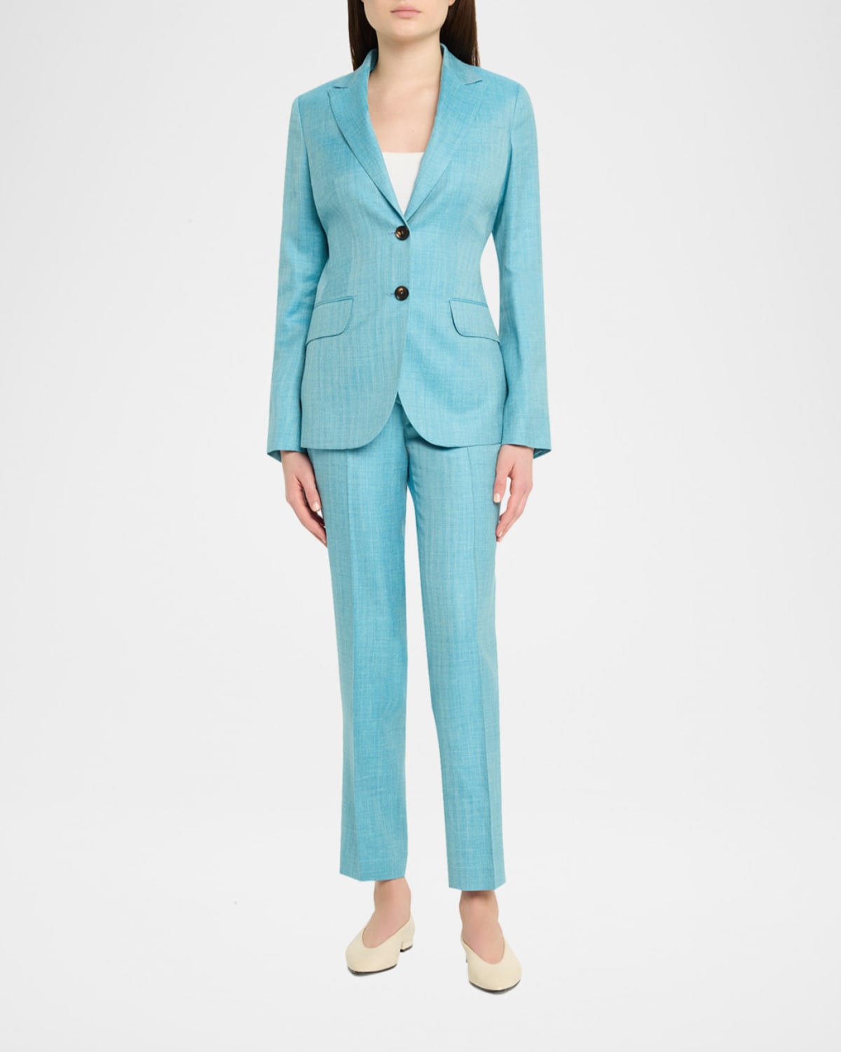 Kiton Single-breasted Herringbone Jacket In Blue