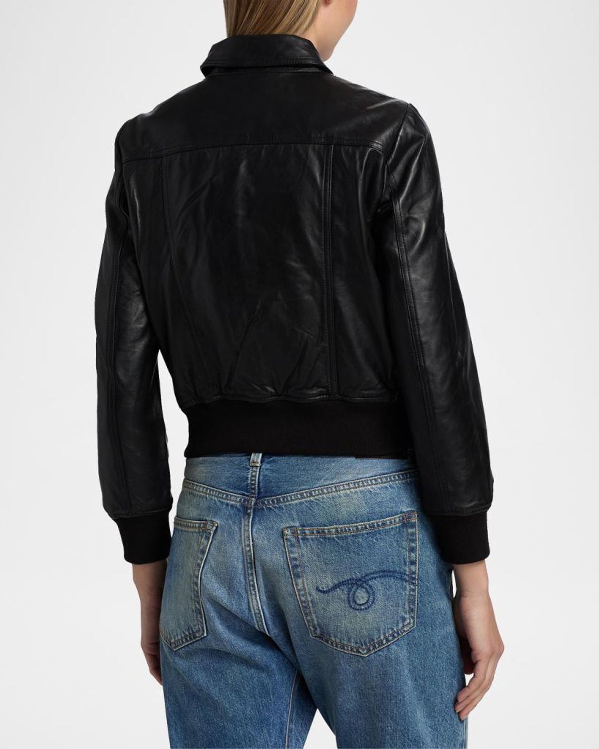 R13 Berlin Leather Bomber Jacket In Black