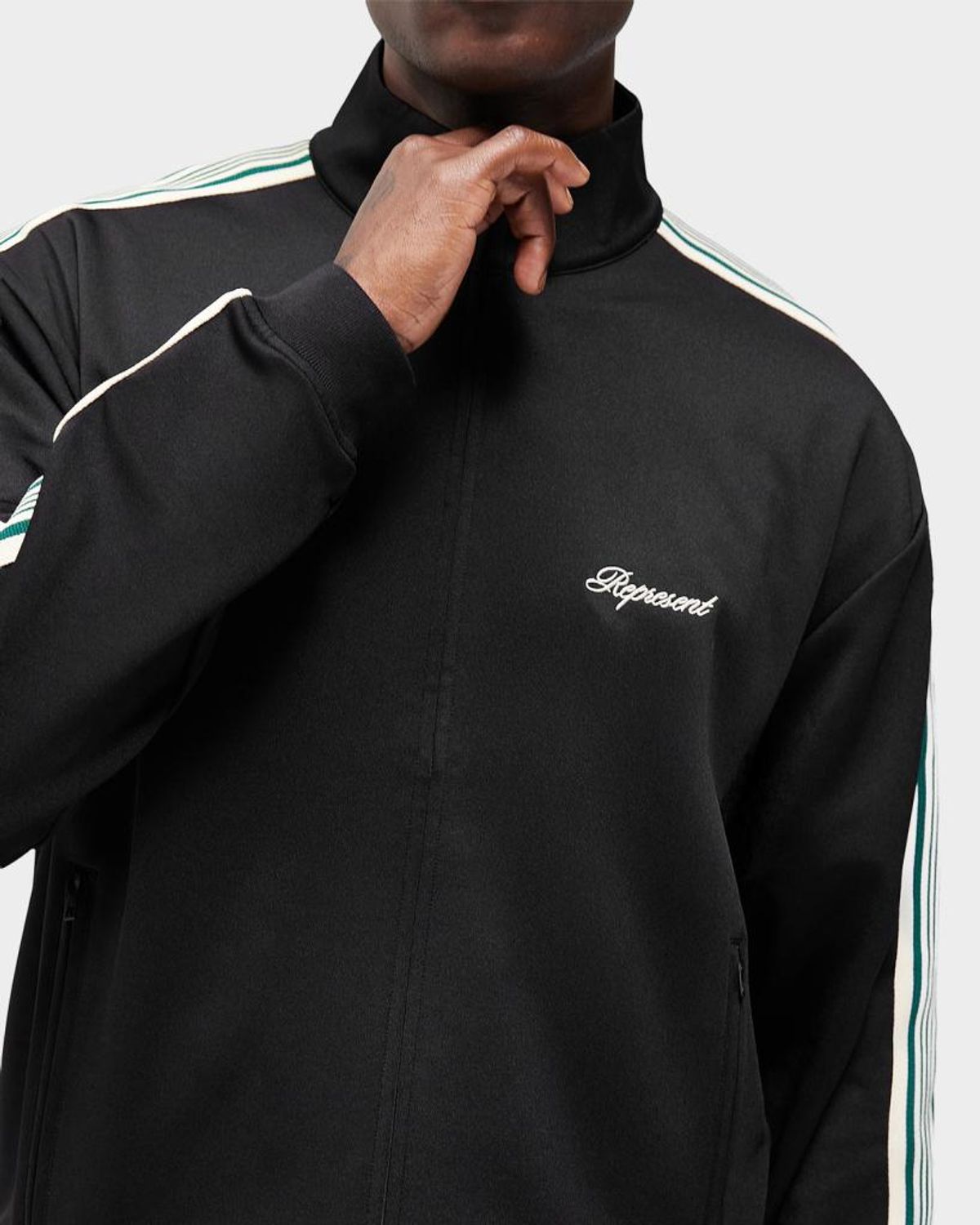Represent Mens Jet Black Embroidered-logo Striped-taped Woven Track Jacket In Black