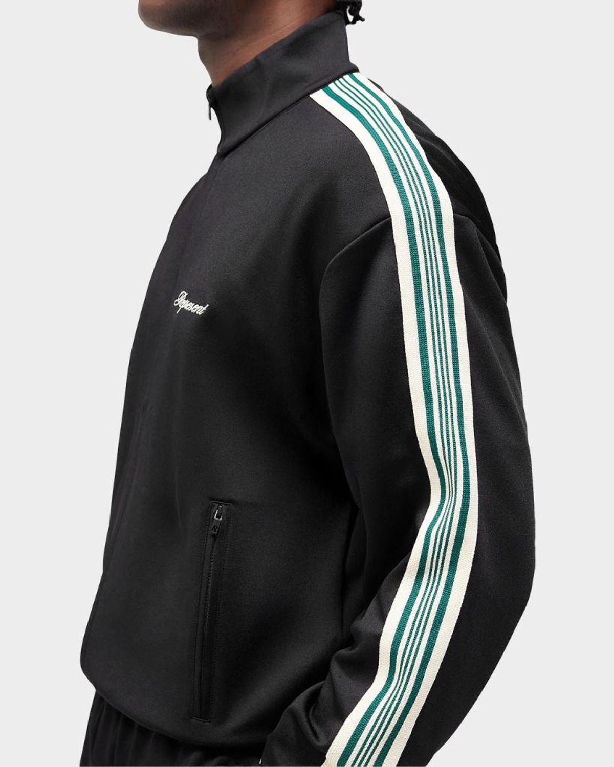 Represent Mens Jet Black Embroidered-logo Striped-taped Woven Track Jacket In Black
