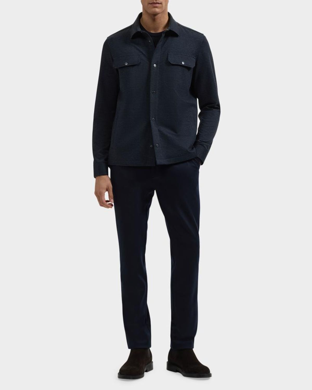 Bugatchi Men's Button-front Knit Shirt Jacket In Navy