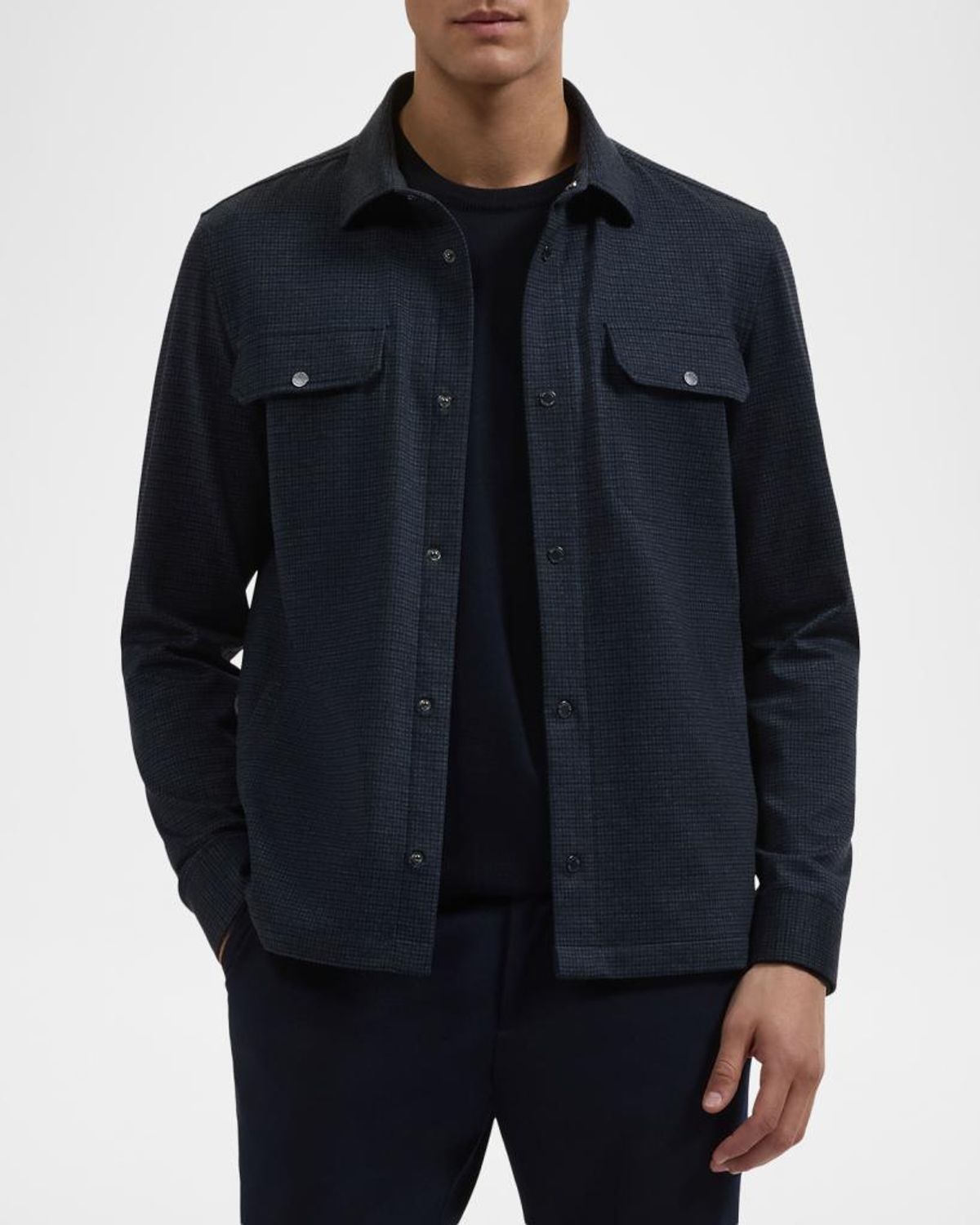 Bugatchi Men's Button-front Knit Shirt Jacket In Navy