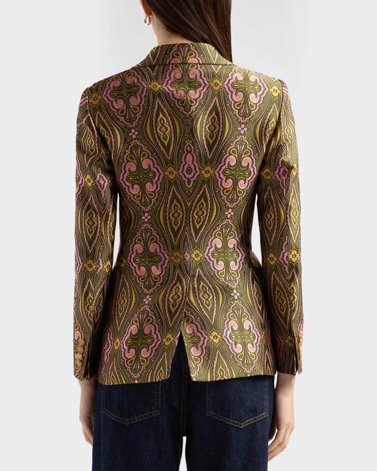 Etro Single-breasted Jacquard Tailored Jacket In Multi
