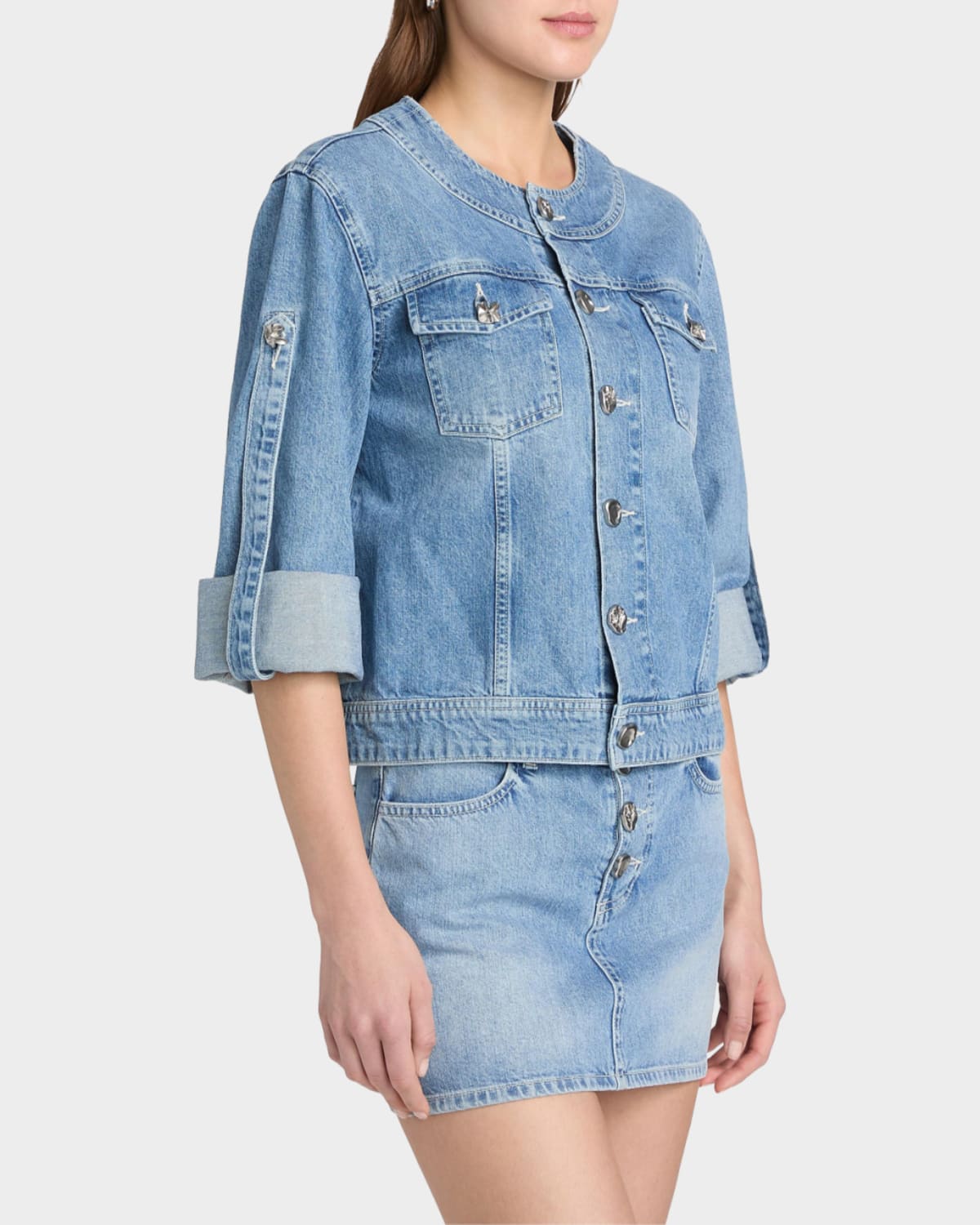 L & Apos;agence Anouk Denim Button-front Jacket In Grant
