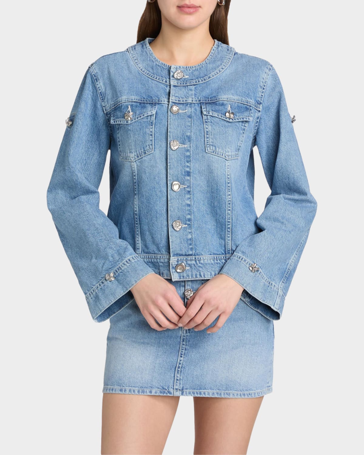 L & Apos;agence Anouk Denim Button-front Jacket In Grant