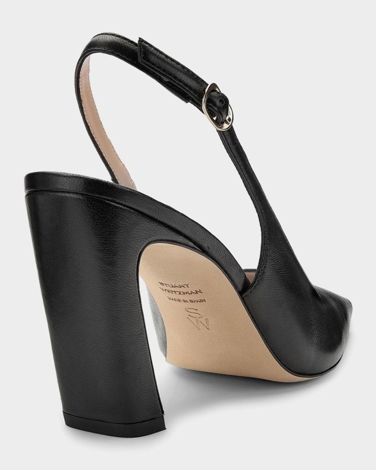 Stuart Weitzman Stassi 85mm Leather Slingback Pumps In Black