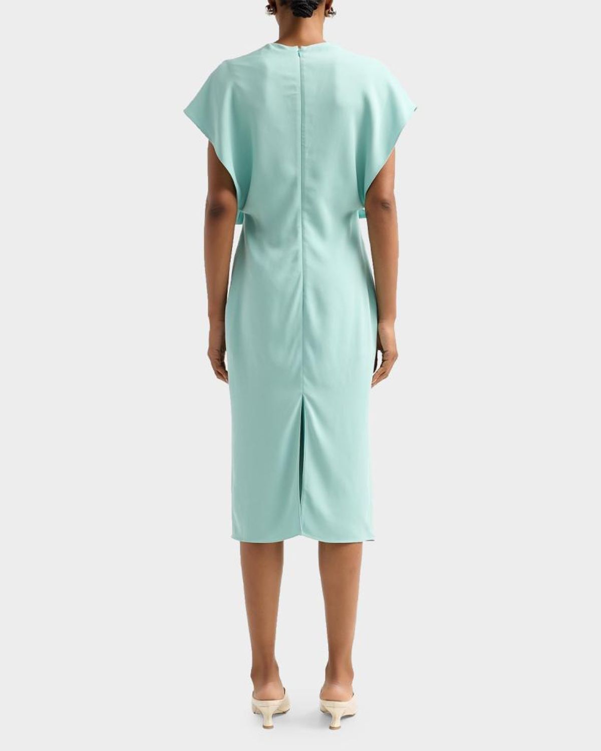 Stella Mccartney Midi Dress With V-neck And Drape In Blue