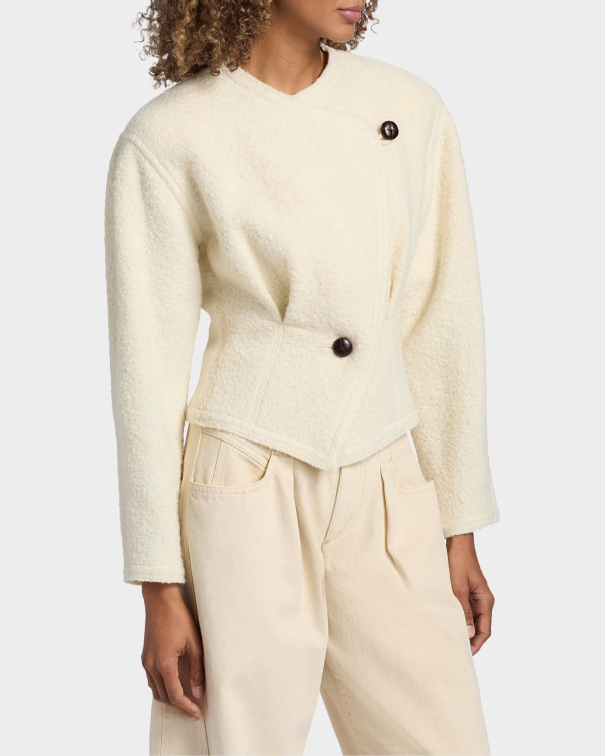 Isabel Marant Suna Asymmetrical Virgin Wool Blend Jacket In Ecru