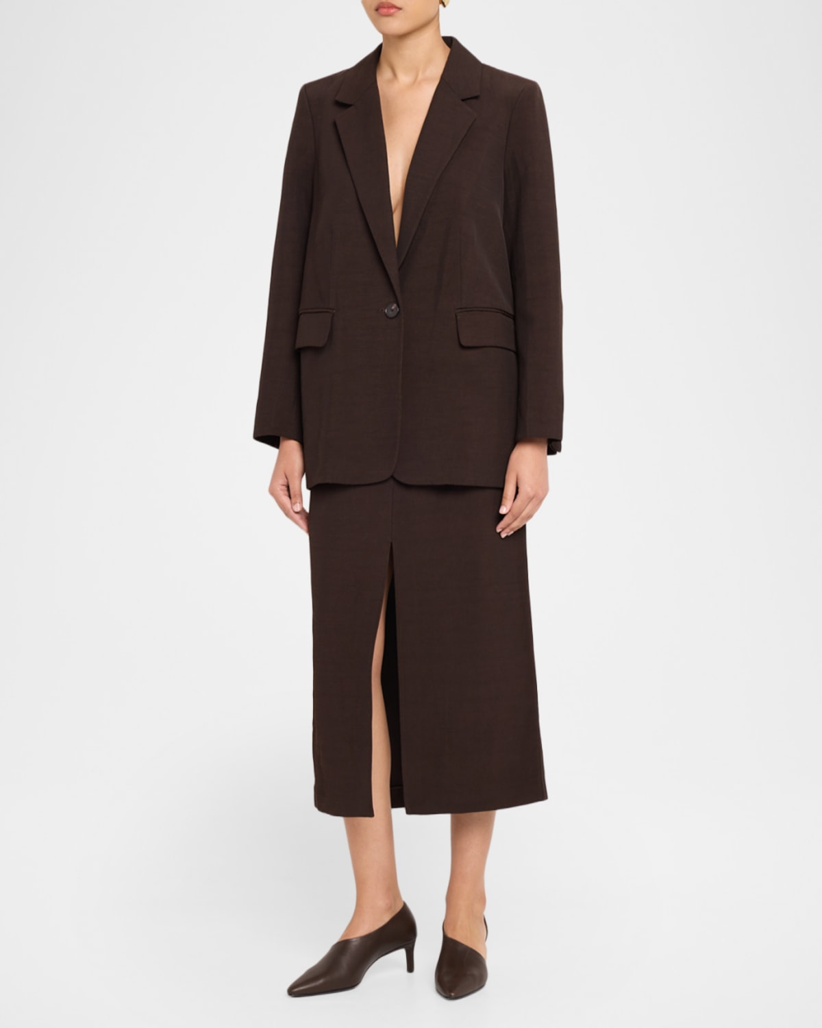 Co Oversized Single-breasted Blazer Jacket In Cholate