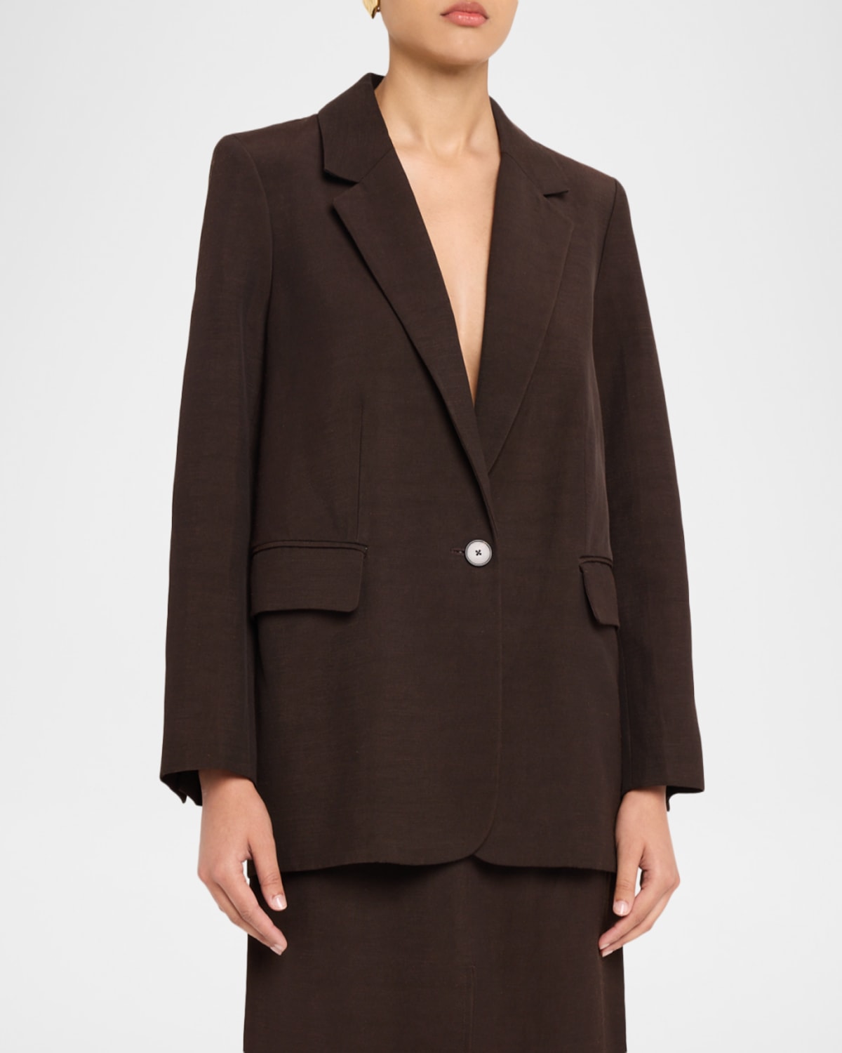 Co Oversized Single-breasted Blazer Jacket In Cholate