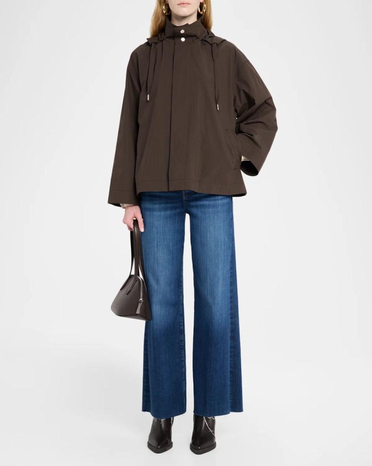 Frame The Cropped Canopy Jacket In Ash Brown