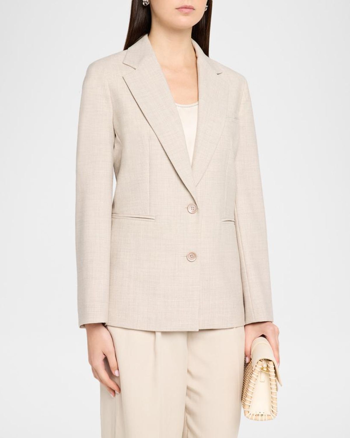 Peserico Single-breasted Houndstooth Jacket In Neutral