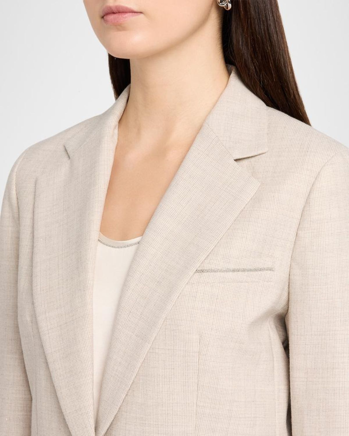 Peserico Single-breasted Houndstooth Jacket In Neutral