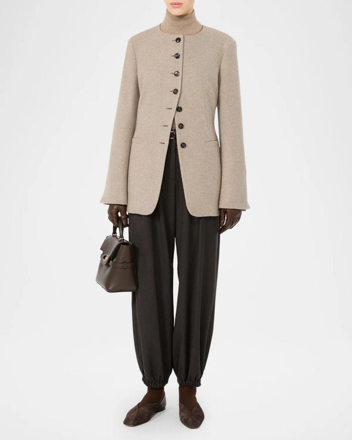 Max Mara Cashmere Single-breasted Collarless Jacket In Neutral