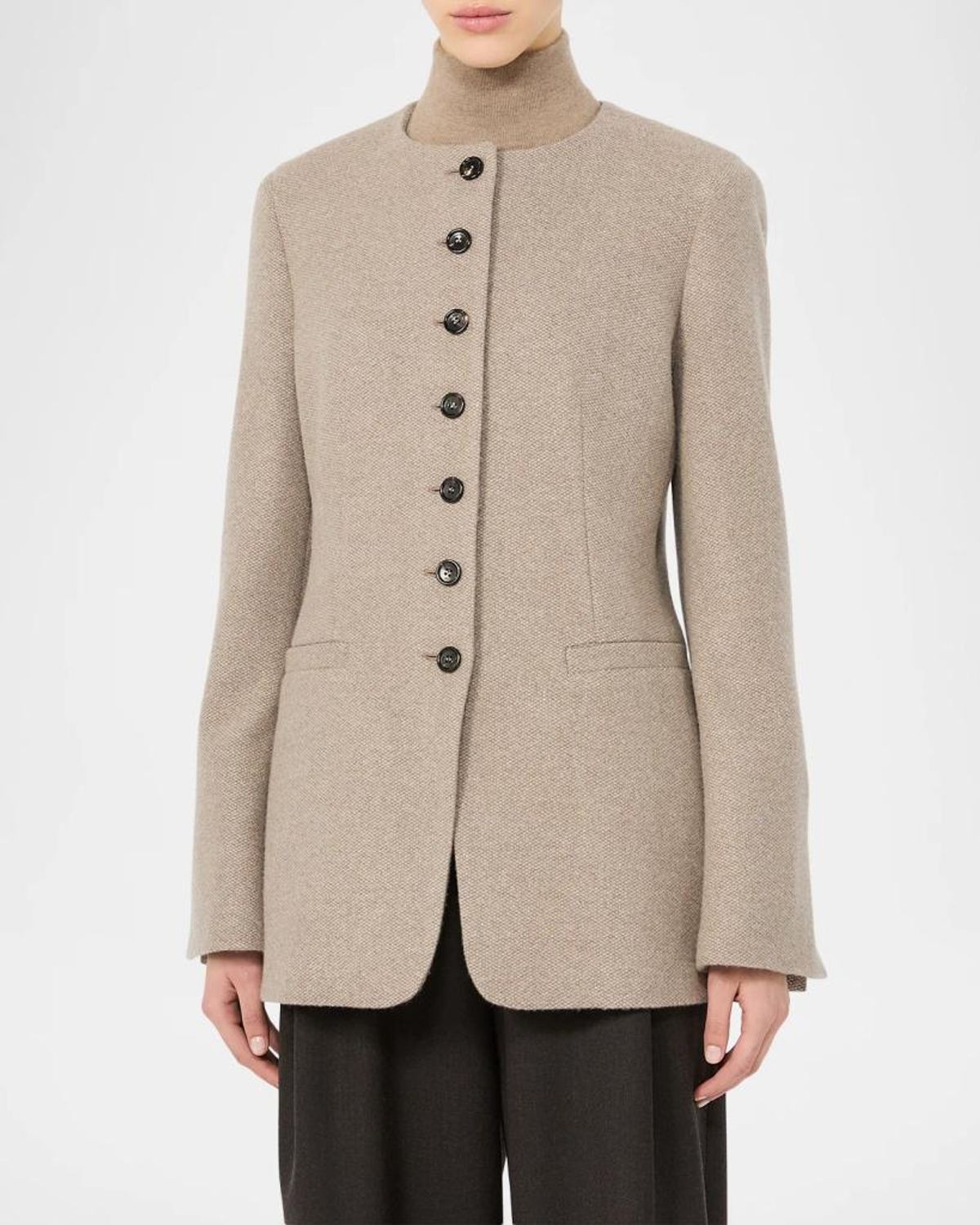 Max Mara Cashmere Single-breasted Collarless Jacket In Neutral