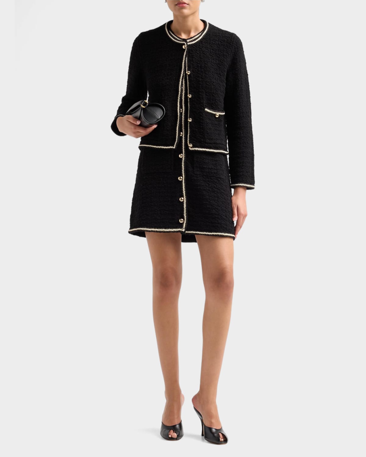 Simkhai Anouk Cotton Button-front Jacket In Black Ivor