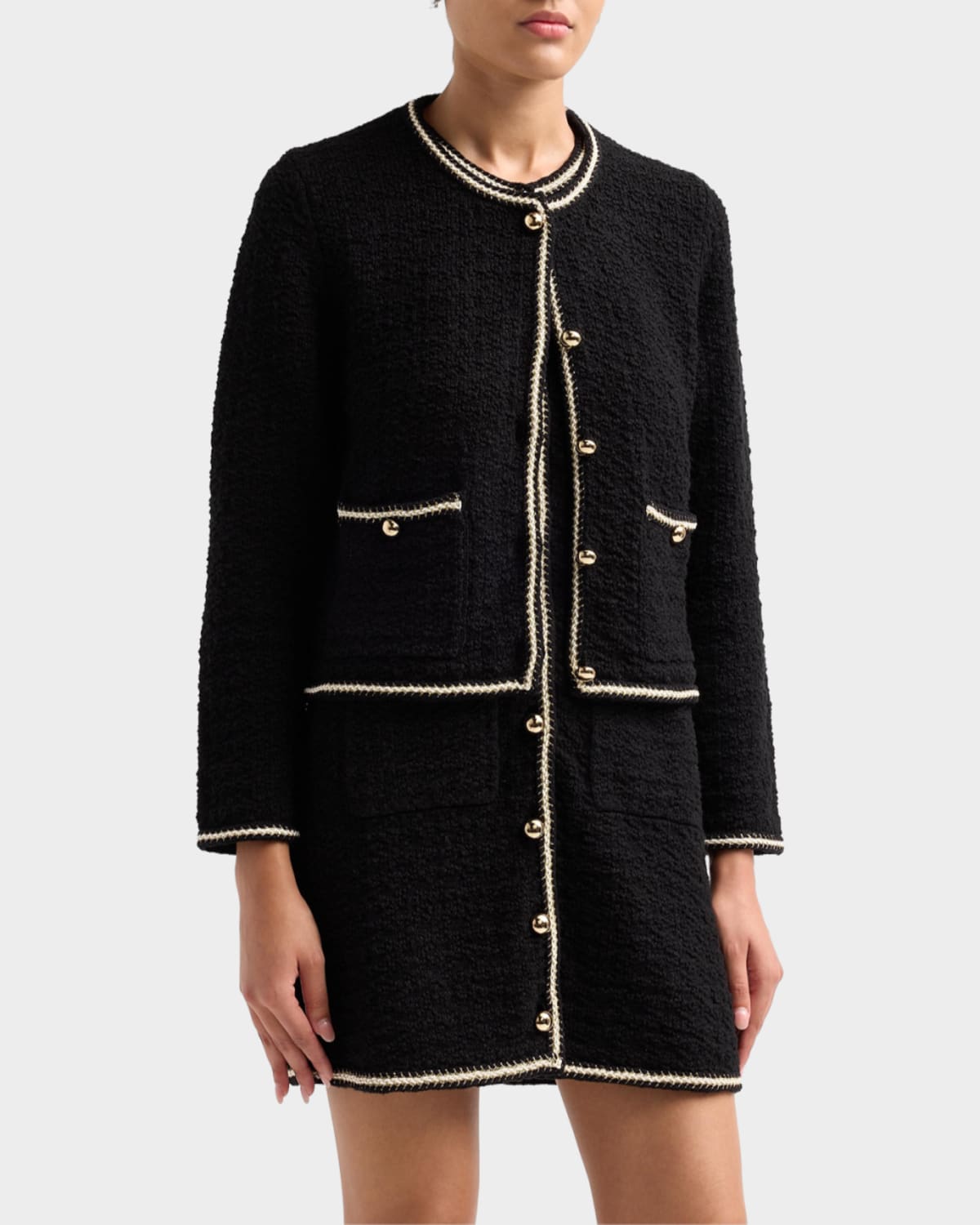 Simkhai Anouk Cotton Button-front Jacket In Black Ivor